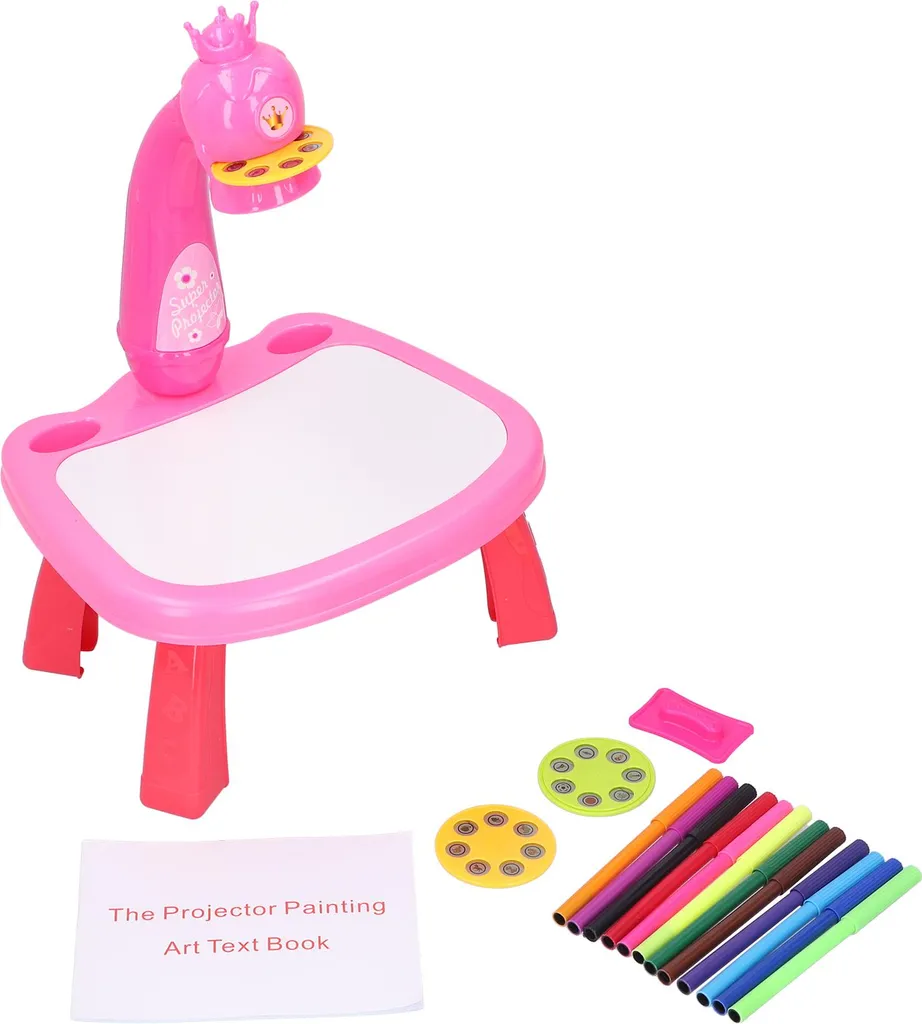 Table de dessin éducative rose pour apprendre à tracer - Projecteur LED