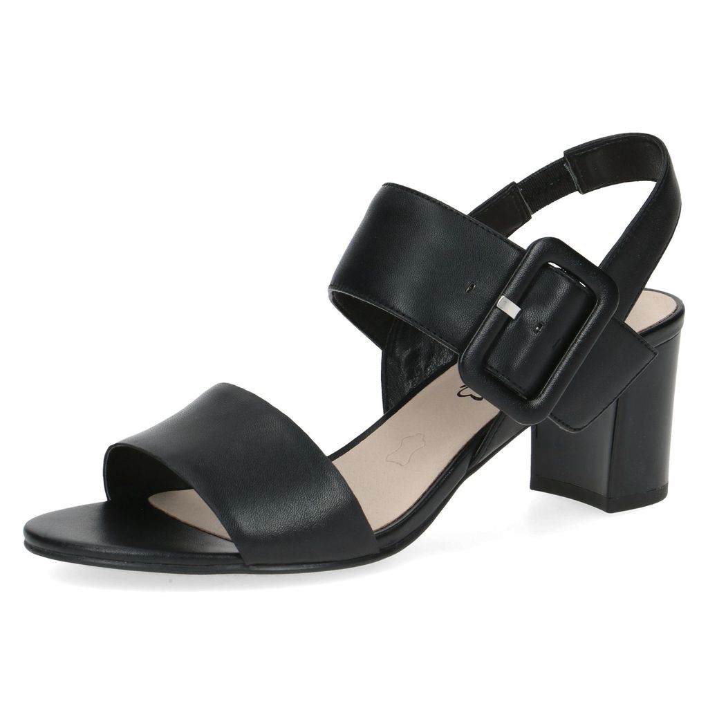 Caprice Damen Sandalette Leder Sandale Blockabsatz 9-28306-20, Größe:38 EU, Farbe:Schwarz