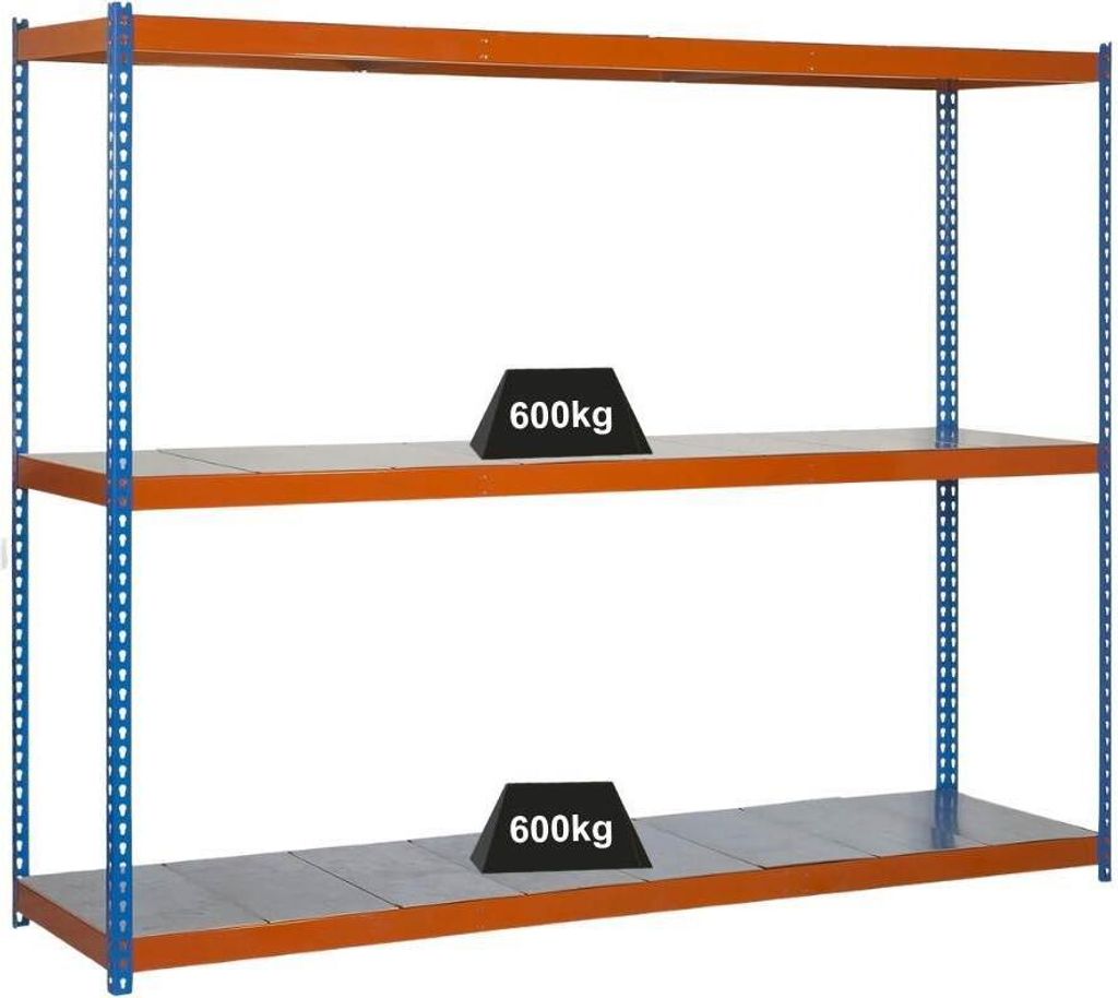 PROREGAL Schwerlastregal METAL BEAST THREE | HxBxT 200x180x90cm | Fachlast 600kg | Blau-Orange