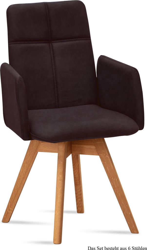 Armlehnstuhl drehbar (6er-Set) Dorey 52x92x60 Eiche geölt/Espresso