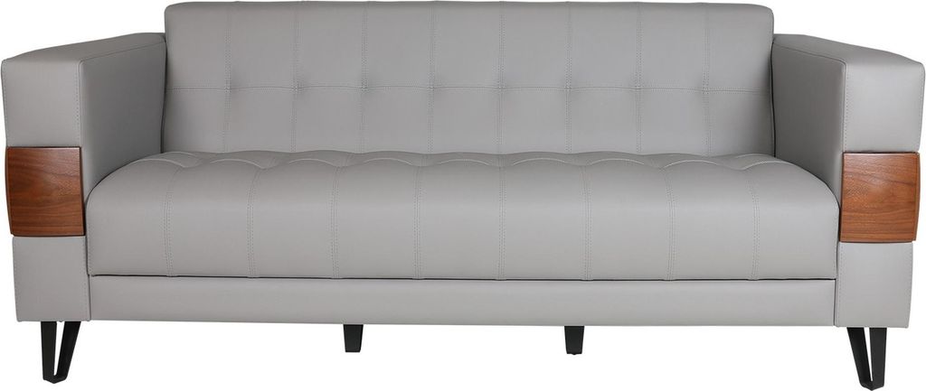 Moderne Graue Dreisitzer Couch Kunstledersofa Wohnzimmer Couchen