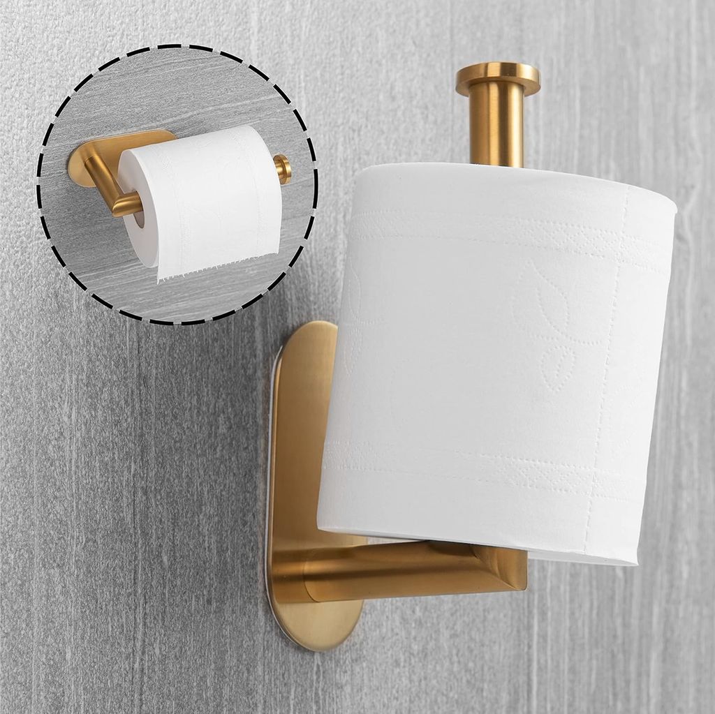 NEWRAIN Toilettenpapierhalter Aus Edelstahl Gold – Drehbar, Doppelstäbig, Für Bad, Küche, Wohnmobil