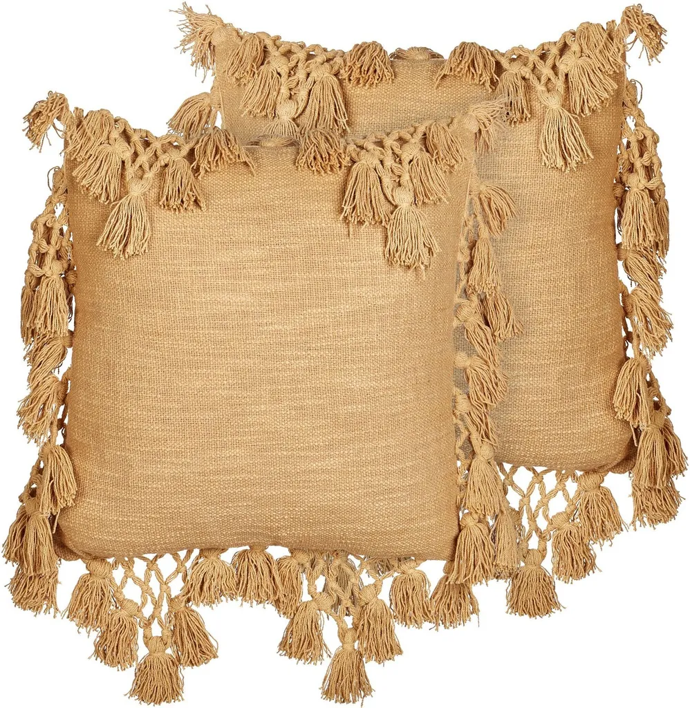 Lot de 2 coussins décoratifs BELIANI en coton beige sable 45x45 cm