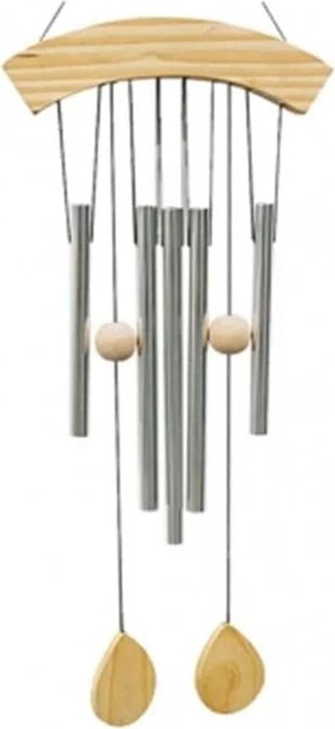 Windspiel mit 5 Klangstäben und Naturholz -- 65 cm online bestellen