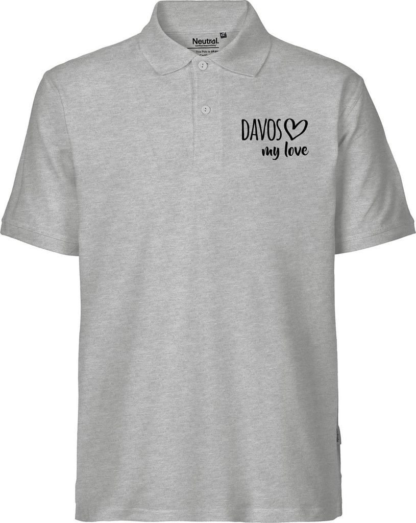 Huuraa Herren Polo Shirt Davos my love XL Sport Grey Bio Baumwolle Fairtrade Poloshirt Geschenkidee