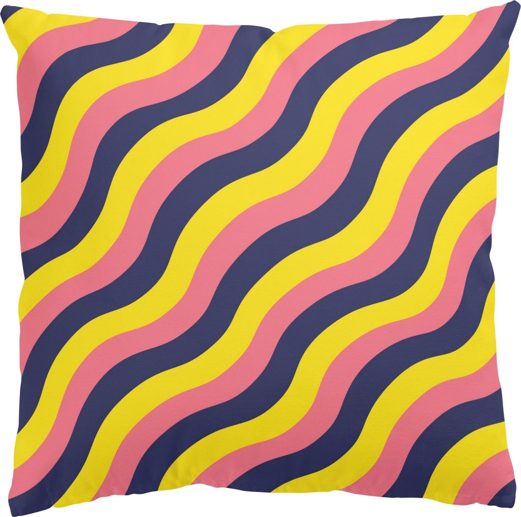 Dekokissen Muster drinnen / Indoor Zierkissen Canvas waschbar Streifen gelb Pop Art Sofakissen mit Füllung