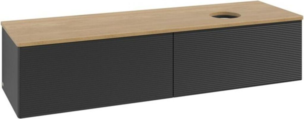 V&B Waschtischunterschrank mit Frontstruktur -Beleuchtung Antao 160x50cm, WBP-farbe hon. Oa, bla m Lac