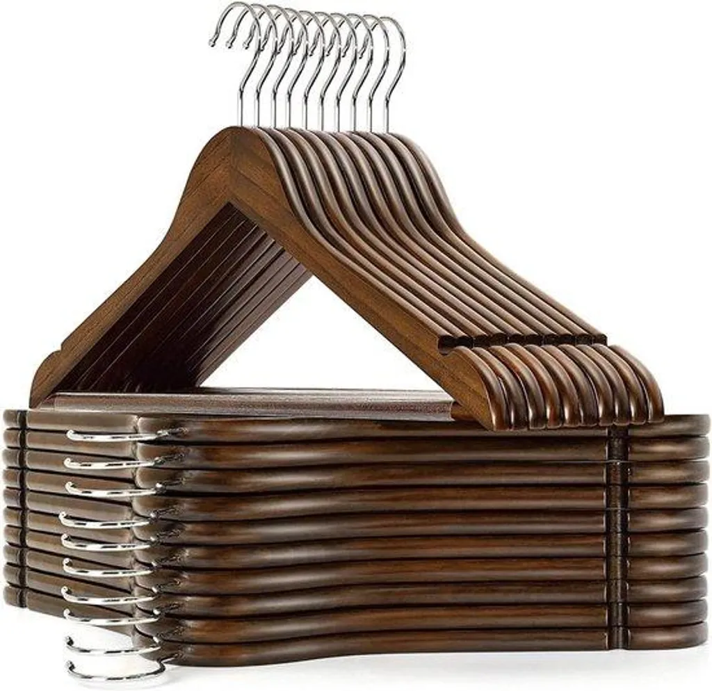 Tringles à Vêtements Anciennes en Bois et Porte-Pantalons - 30 Pièces