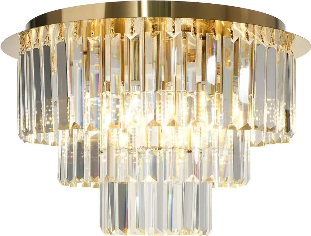 Plafonnier MILANO 45 cm en cristal doré 6xE14 pour un salon prestigieux