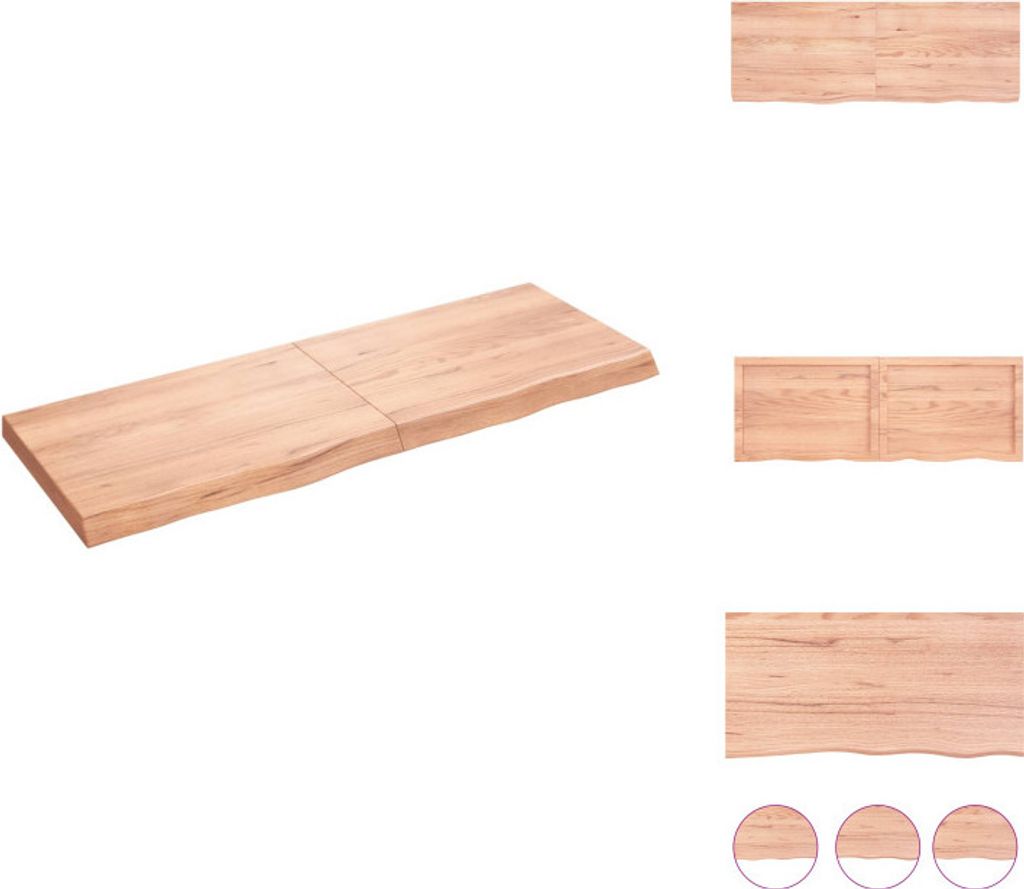 vidaXL Wandregal Hellbraun 140x50x(2-6) cm Massivholz Eiche Behandelt - Wandregale