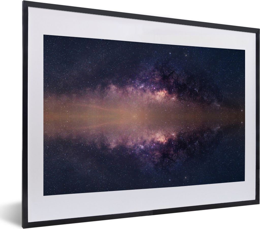 MuchoWow Gerahmtes Poster Die Milchstraße an einem blauen Himmel 40x30 cm - Poster mit Schwarzem Bilderrahmen Wandposter Rahmen Foto Bilder - Bi...