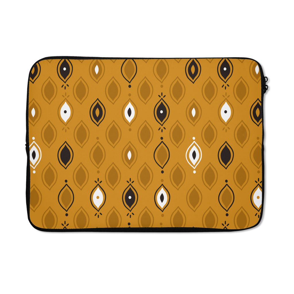 MuchoWow Laptop Hülle 13 Zoll Ockergelb - Bohème - Design Laptoptasche - Laptophülle - Sleeve - Rundumschutz
