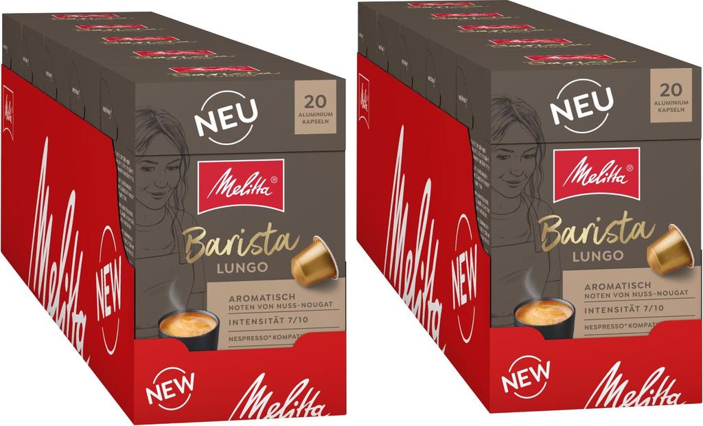 Melitta Barista Lungo Kaffeekapseln, Nespresso kompatibel, 100 oder 200 Stück