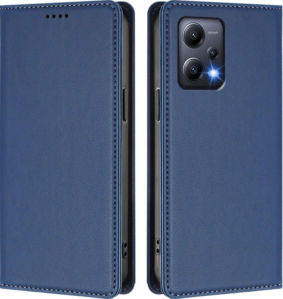 Handyhülle für Xiaomi Poco X5/Redmi Note 12 5G, Kunstleder Klapphülle Stoßfeste Magnetische Hülle mit Ständer Dunkelblau
