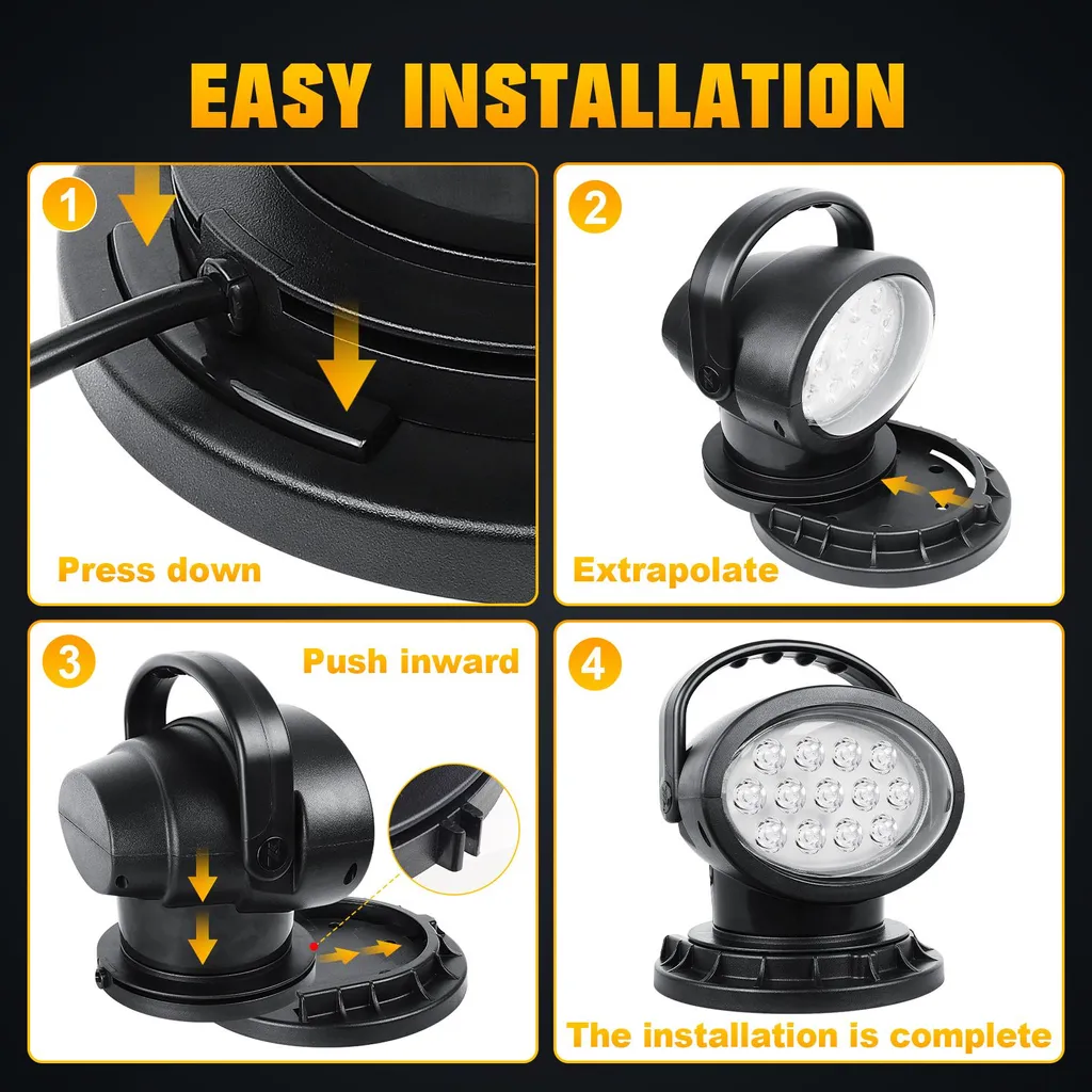 Projecteur à LED avec télécommande sans fil et angle de faisceau 360°
