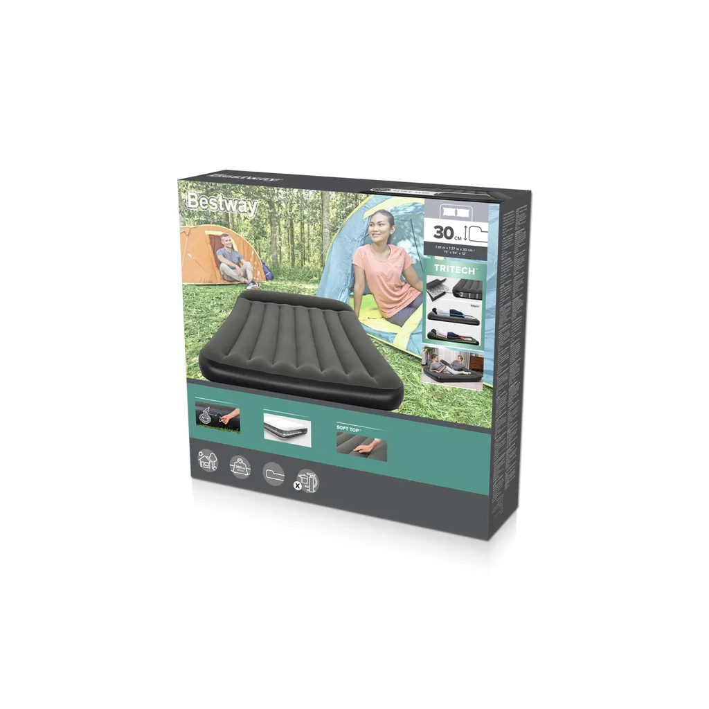 Matelas gonflable 1 personne pour camping ou invité - Bestway TriTech confortable