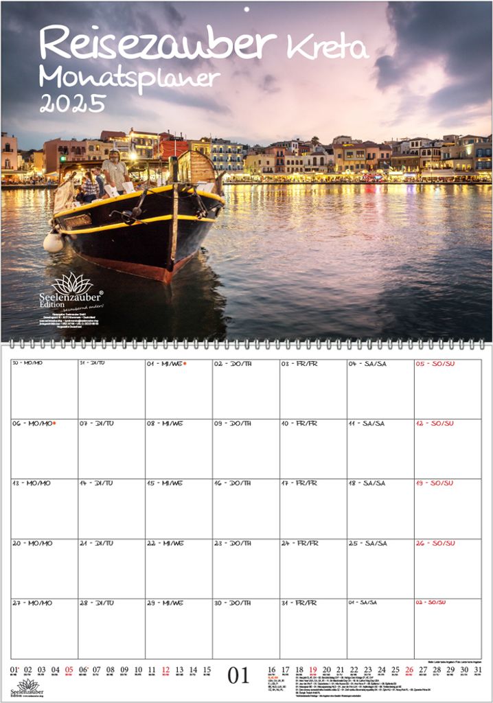 Reisezauber Kreta Planer DIN A2 Kalender für 2025 Heraklion Griechenland Strand Meer Urlaub - Seelenzauber