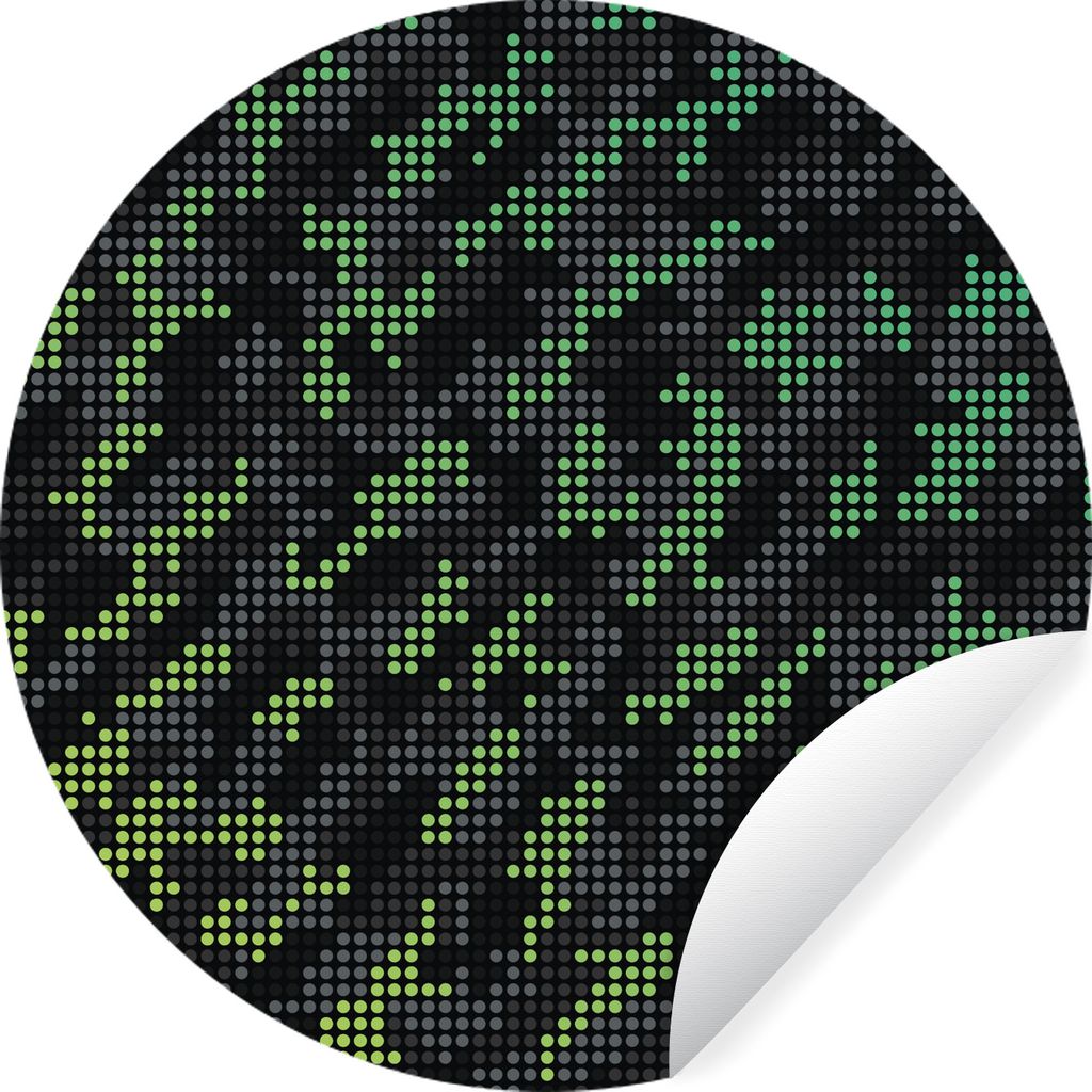 MuchoWow Runde Wandtattoo - Wandsticker Tapete Aufkleber Camouflage-Muster aus grünen und grauen Punkten Ø 30 cm Selbstklebend und Repositionie...