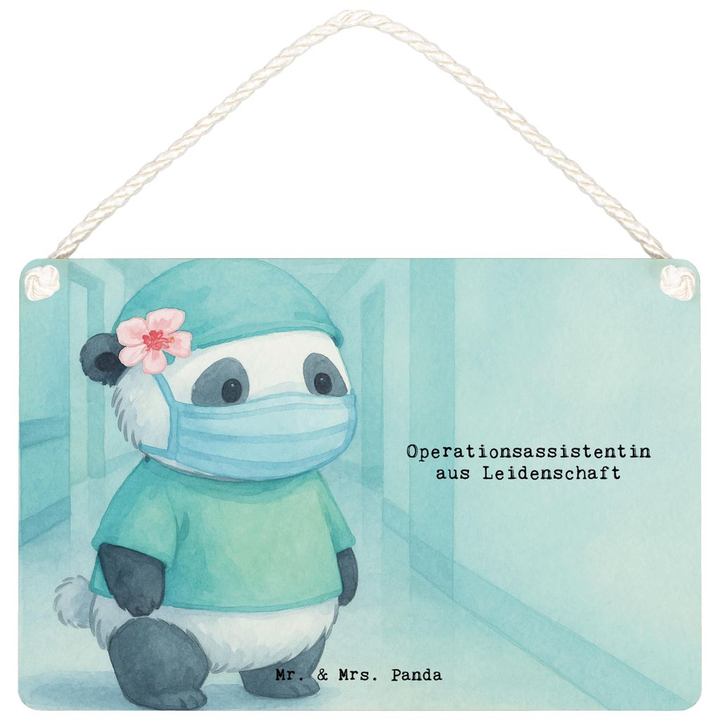 Mr. & Mrs. Panda Schild Operationsassistentin Leidenschaft Design DIN A6 - Weiß - Geschenk, Ausbildung, Holzschild, OTA, holzbild, Wandbild Holz, ...