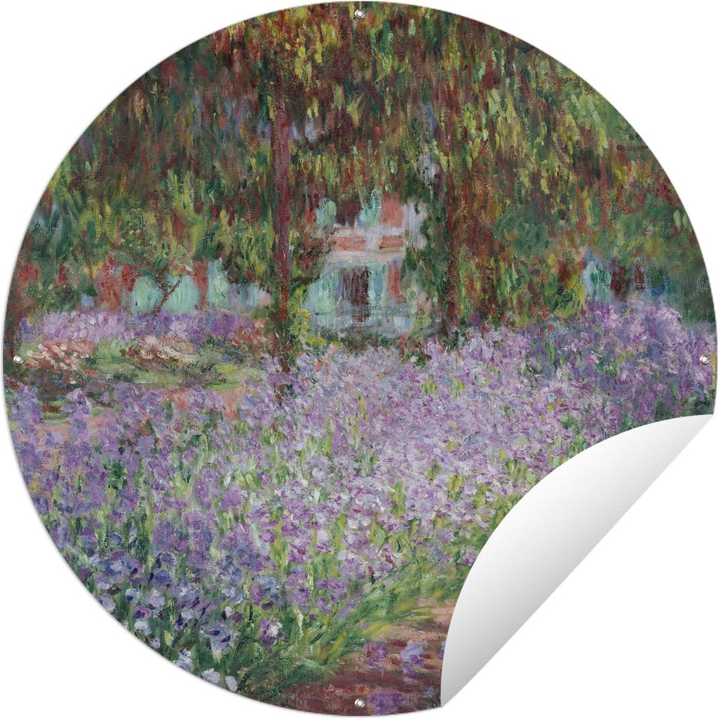 MuchoWow Gartenposter Outdoor-Poster Rund Schwertlilien im Garten von Monet - Claude Monet Ø 60 cm Gartendeko Rundes Poster draußen