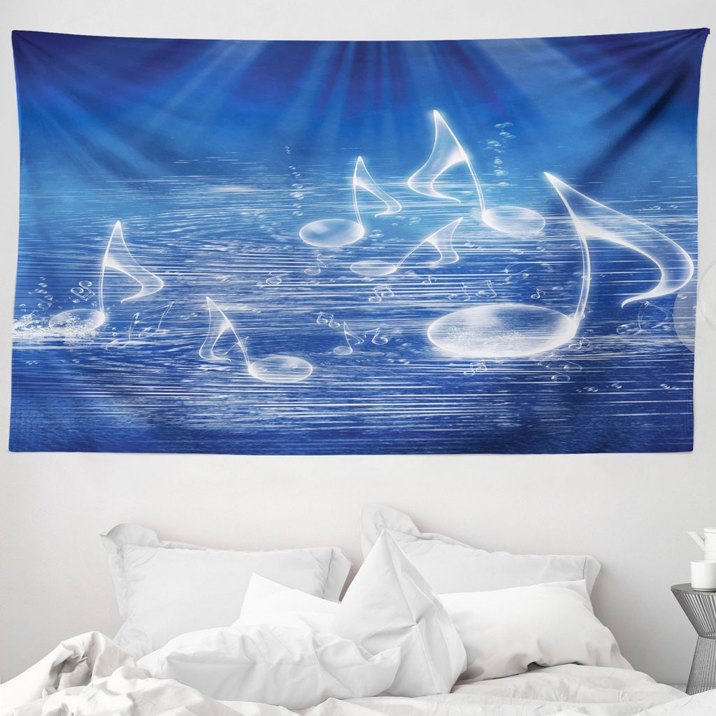 ABAKUHAUS Ozean Wandteppich, Musik Nautical Melody aus Weiches Mikrofaser Stoff Waschbar ohne Verblassen Digitaldruck, 230 x 140 cm, Blau