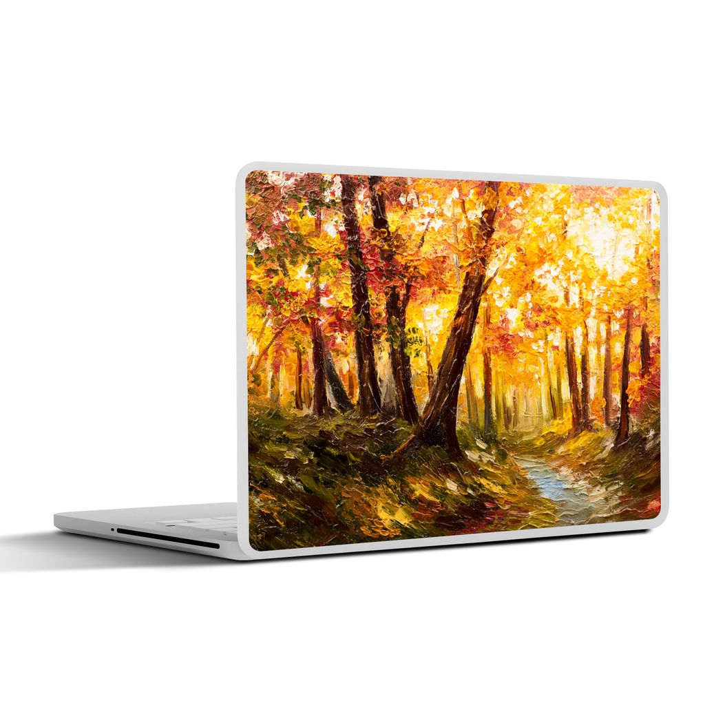 MuchoWow Laptop Aufkleber Sticker Cover Gemälde - Herbst - Wald - Ölgemälde 31x22.5 cm - Laptop-Deko