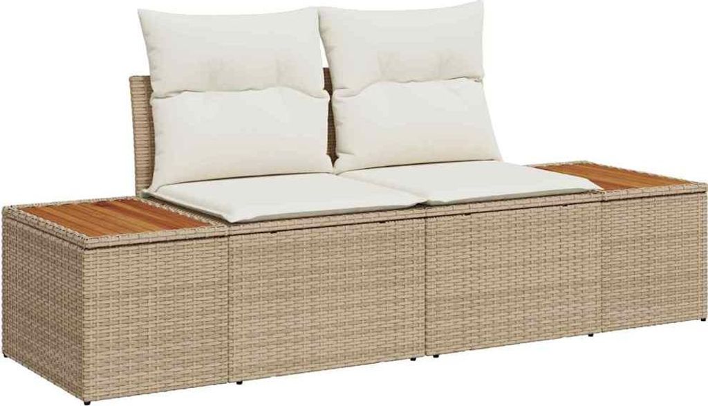 vidaXL Garten-Sofa-Set mit Speicher 8 pcs Beige Poly Rattan
