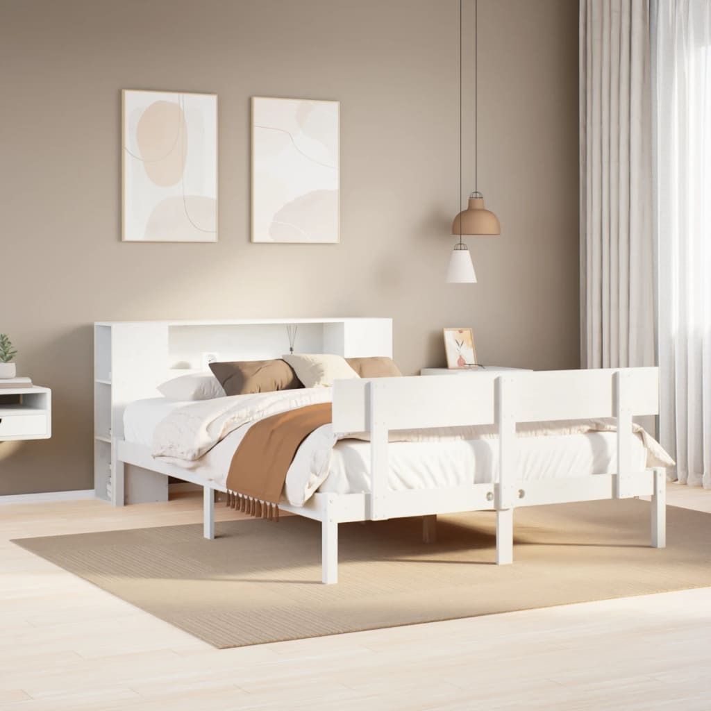 Maison Exclusive - Massivholzbett mit Regal ohne Matratze Weiß 140x200 cm Kiefer
