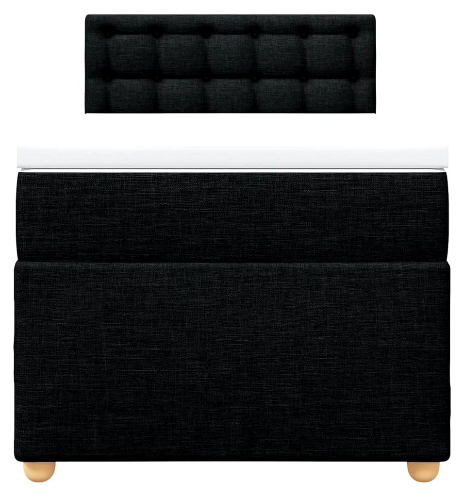 Boxspringbett 80 x 200 cm mit Matratze und Kopfteil, Einzelbett mit Topper, Bettgestell 80 x 200 cm in Schwarz