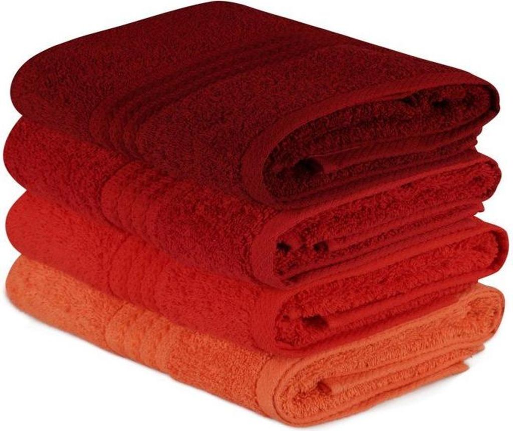 Badetücher Set, 4 Stück, 50 x 90 cm, 100% Baumwolle, Orange