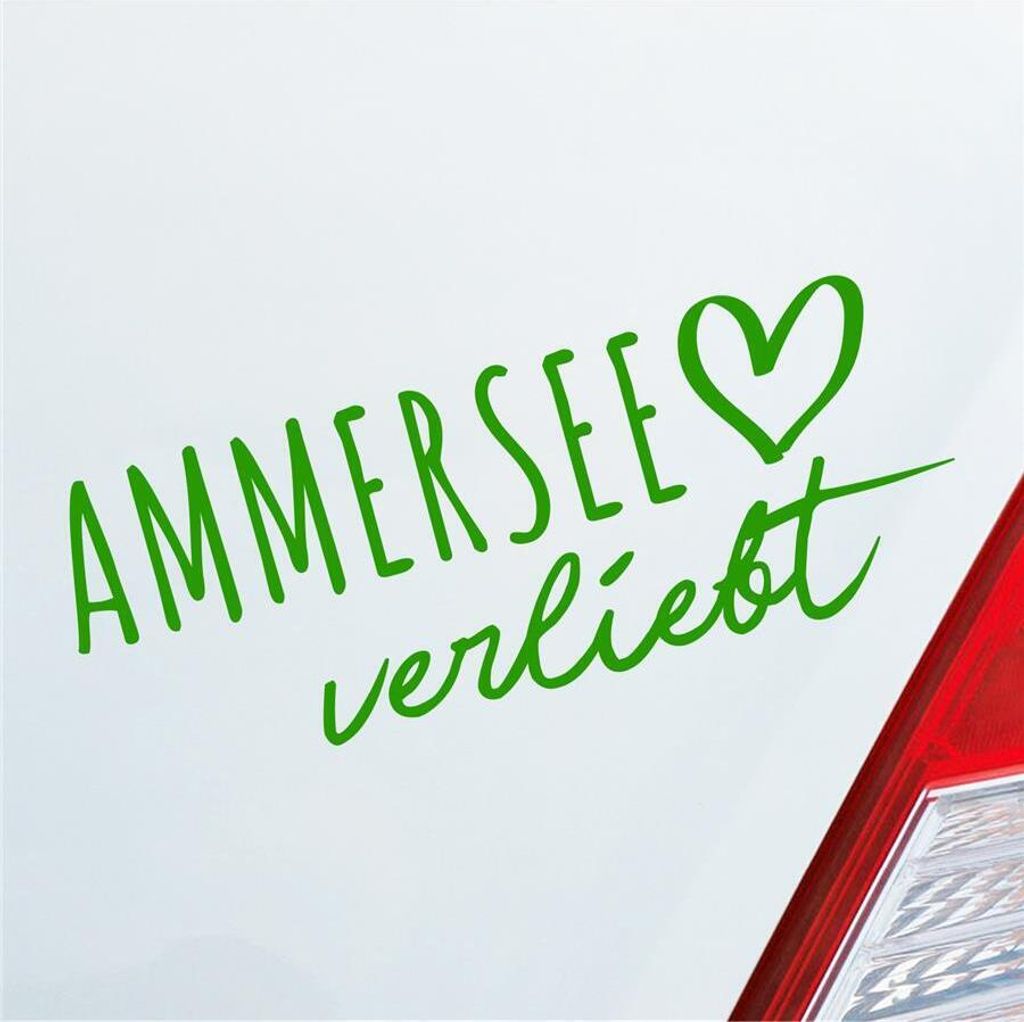 Auto Aufkleber Ammersee verliebt Herz See Sea Liebe Car 19x7 cm Hellgrün Sticker Heckscheibenaufkleber