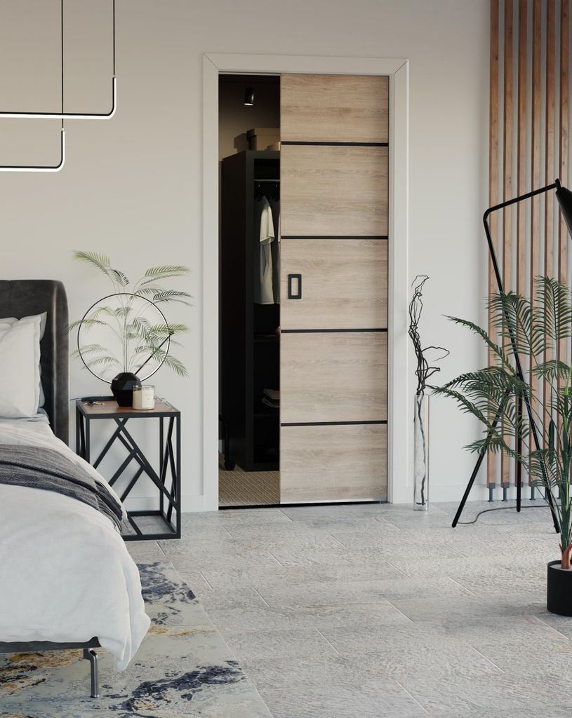 KIER FURNITURE Schiebetür Komplettset Werdi Plus 100, Schiebetür, Sliding Door, Innentüren Komplettset,Universal Tür, Türblatt Innen Sonoma 10...