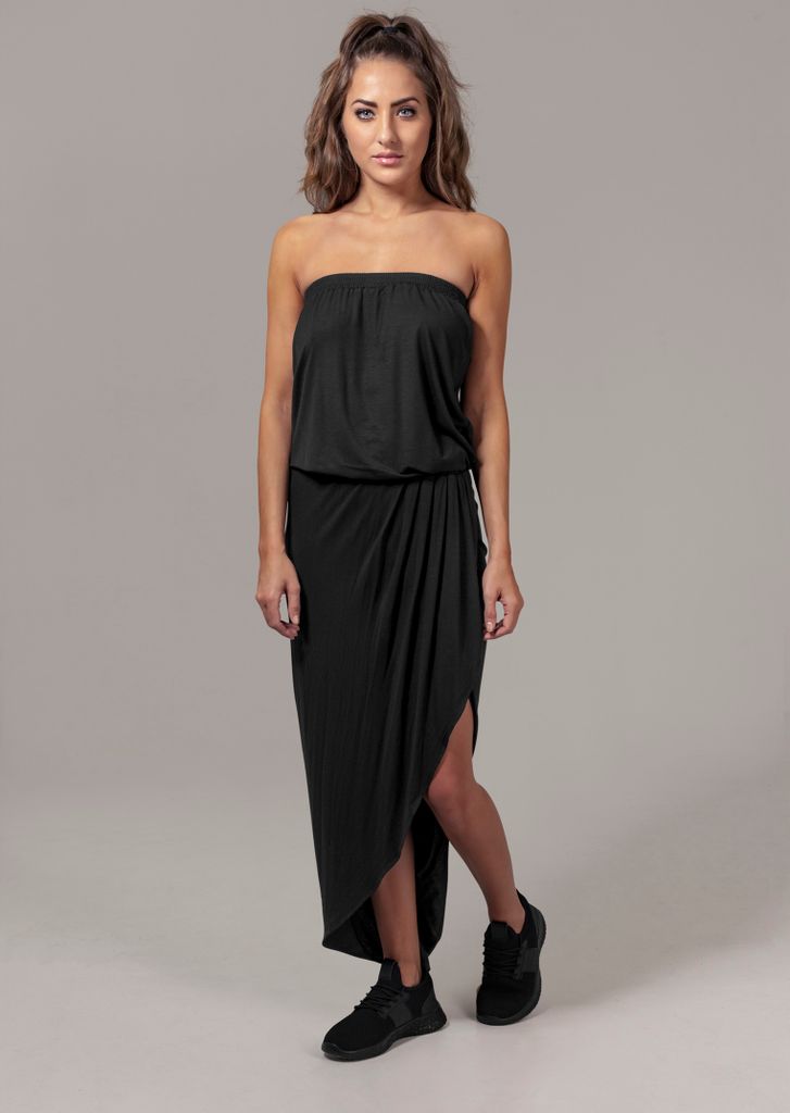Urban Classics Kleid Dámske viskózové šaty Bandeau Black-S Obrázok produktu 