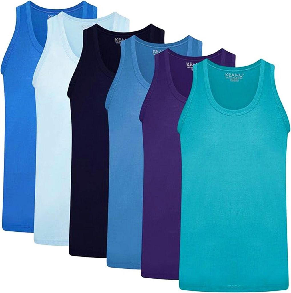 Keanu - Top für Herren, Anliegend (6er-Pack) TC700 (M) (Petrol/Königsblau/Marine/Hellblau/Blau)