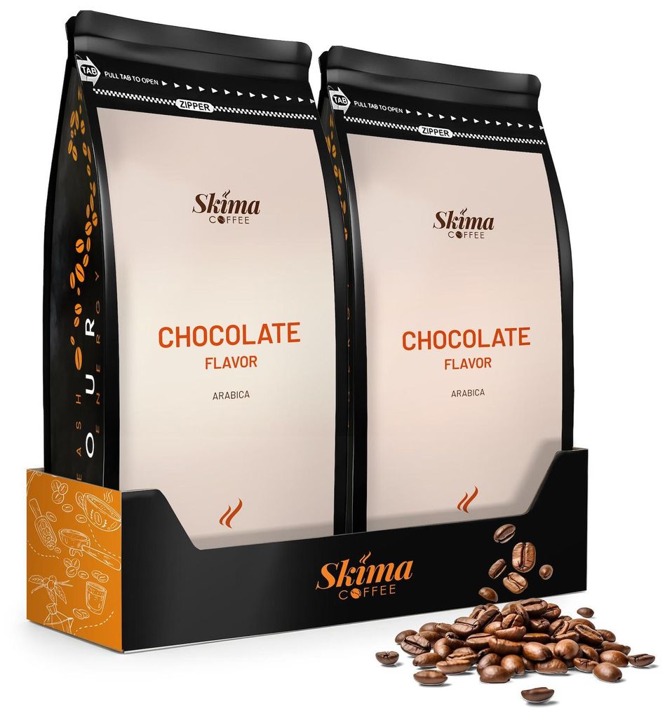 Café en grains 2 x 1 kg PLAISIR CHOCOLAT aromatisé 100 % Image du produit 