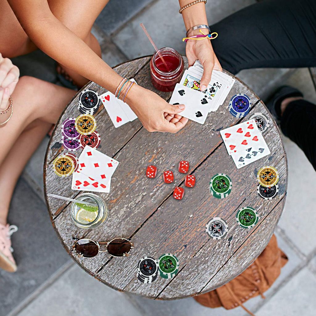 Bullets Playing Cards, Carmela Pokerchips, 25 stuks, voor pokerset, waarde 50-14 g, 4 cm diameter, kleur rood, bruin