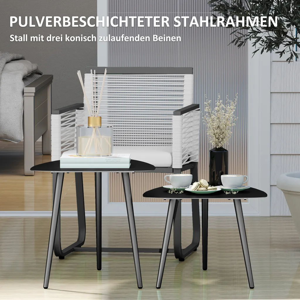 Table de Balcon en Acier Outsunny - Lot de 2 Tables d'Appoint Extérieur - 5