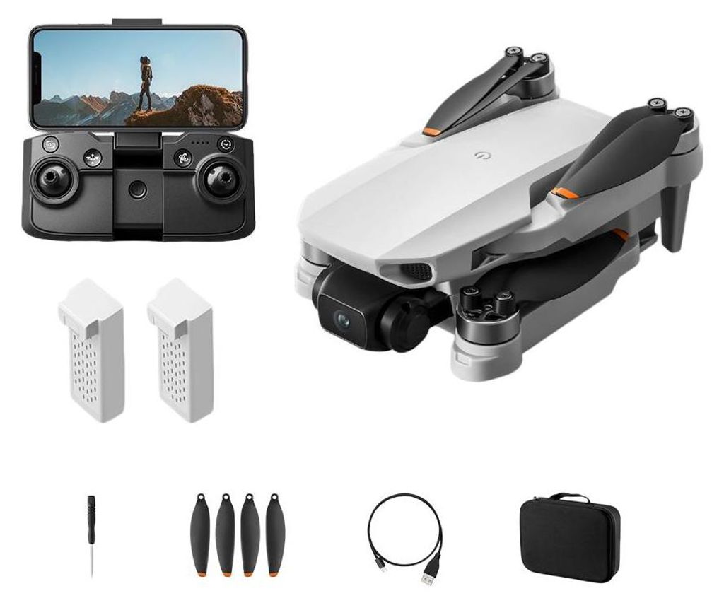 Zimilo Drohne mit Kamera, leicht und faltbar, WiFi App Steuerung, HD Kamera, optischer Flow Hover, Brushless Motor, 2 x Akku
