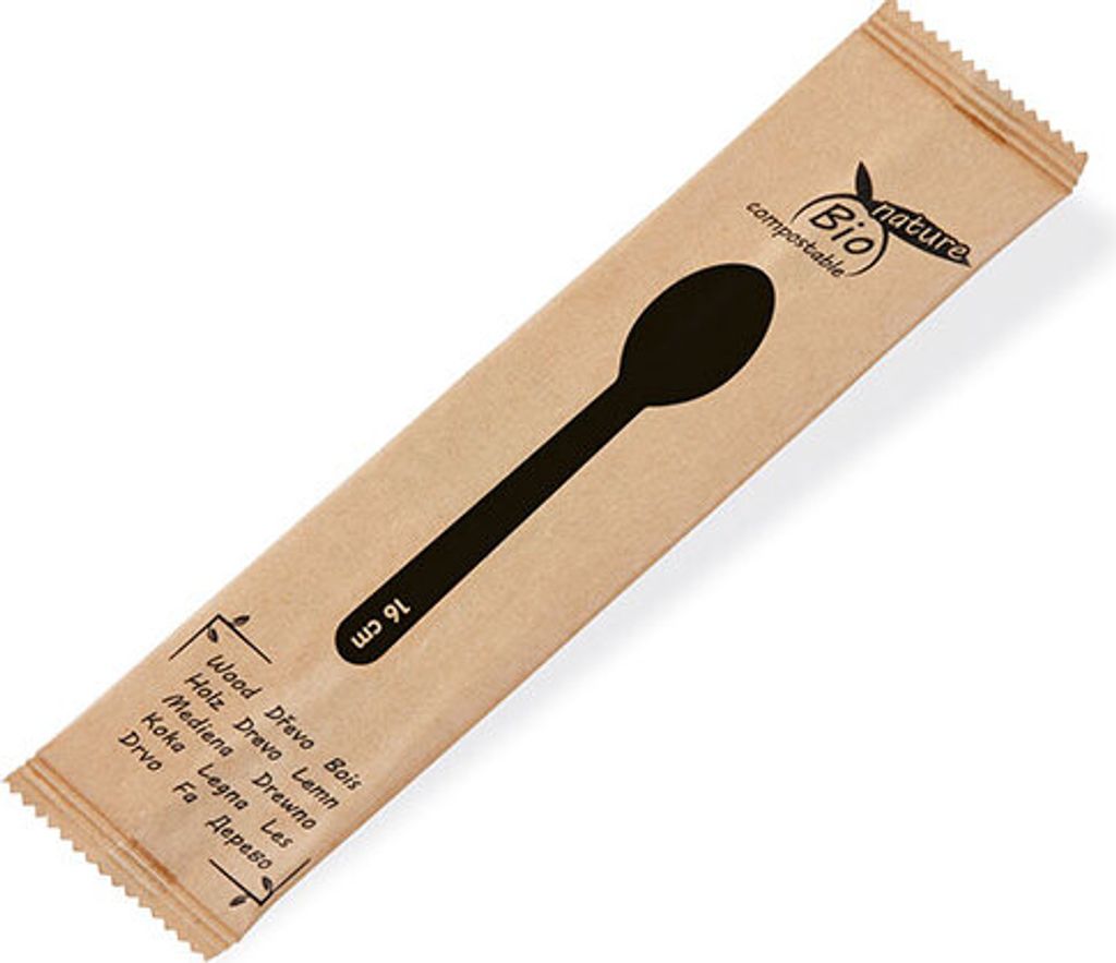 Holzlöffel, einzeln verpackt, 16 cm, 100 Stück.