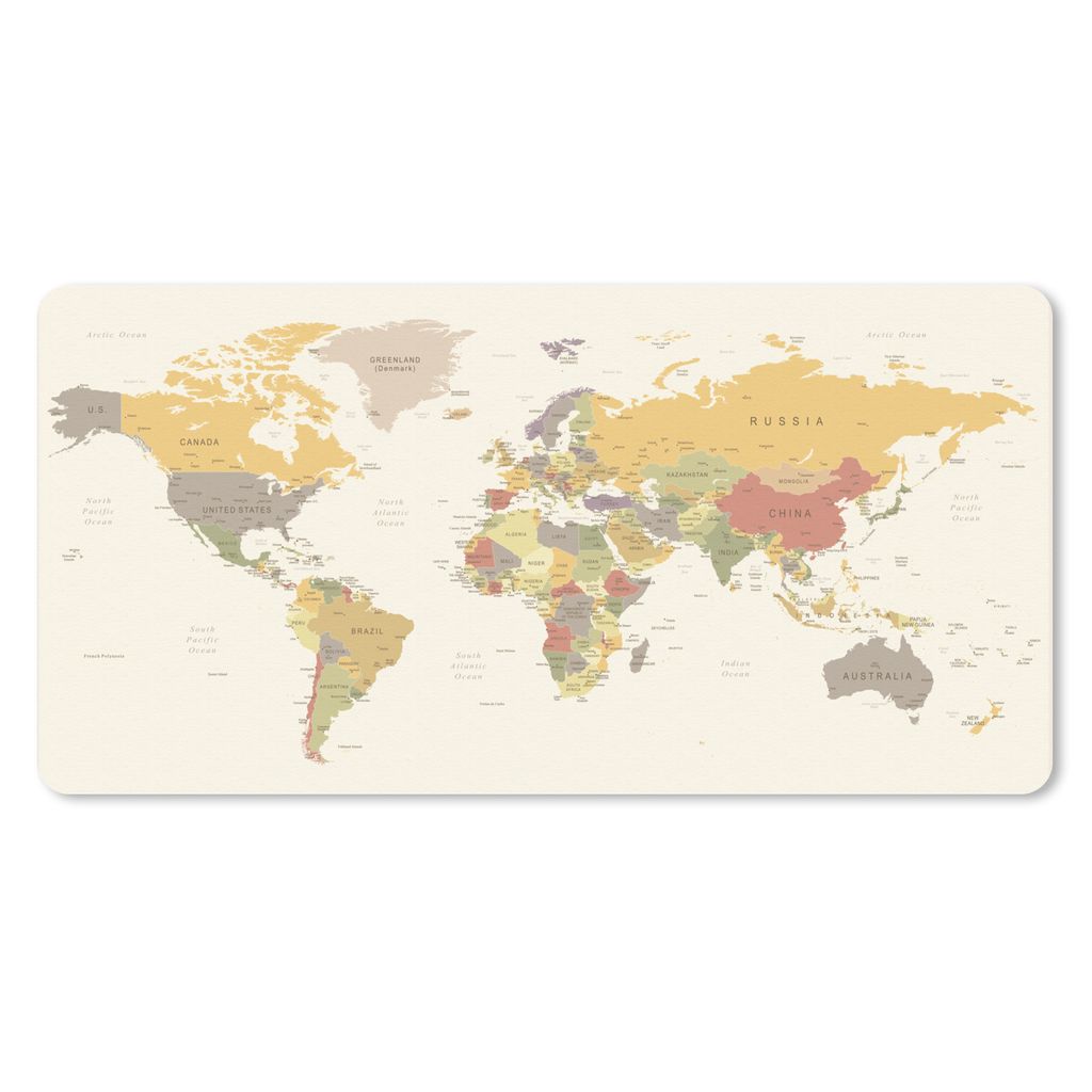MuchoWow Mauspad Mousepad Weltkarte - Orange - Einfach 60x30 cm - Mousepads - Maus Mat - Pad - Mausunterlage - Nachhaltig