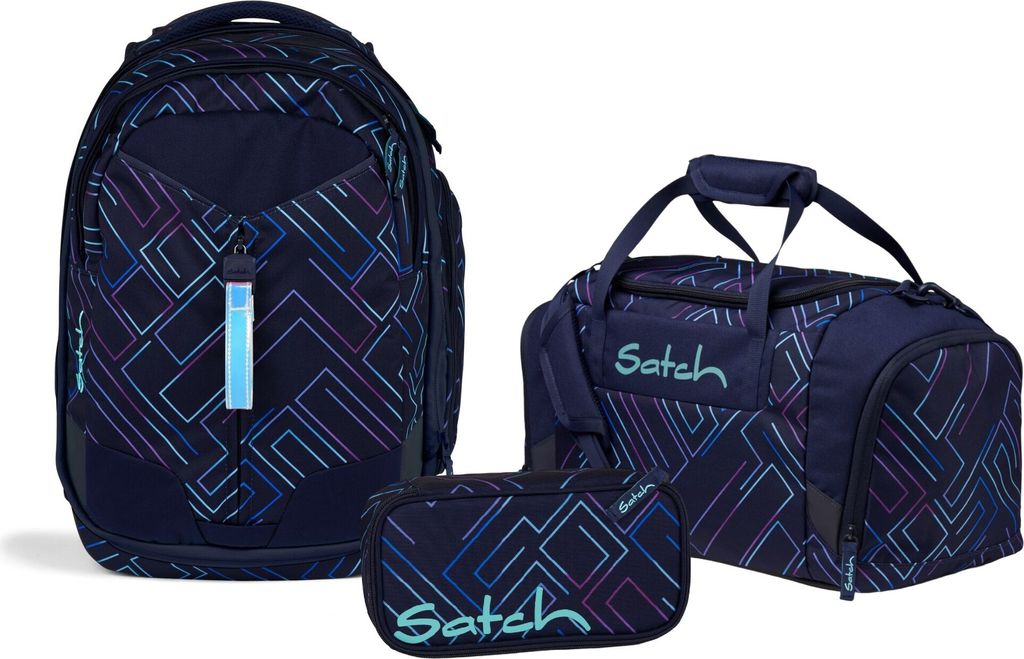 Satch Match Purple Laser Schulrucksack Set 3tlg.