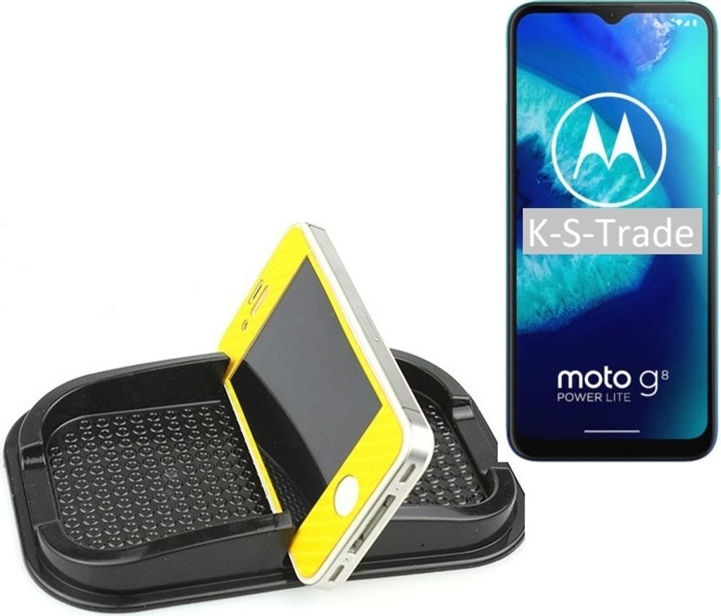 K-S-Trade Auto Anti Rutsch Matte Smartphone-Halter kompatibel mit Motorola Moto G8 Power Lite Haft Pad Armaturenbrett Handy-Halterung Silikon