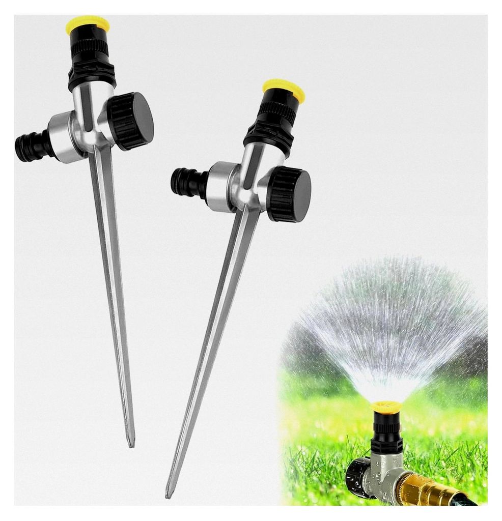 2-teiliger Sprenger für den Garten, 360° automatischer drehbarer Gartensprenger, verstellbare Runddüse für kleine Flächen