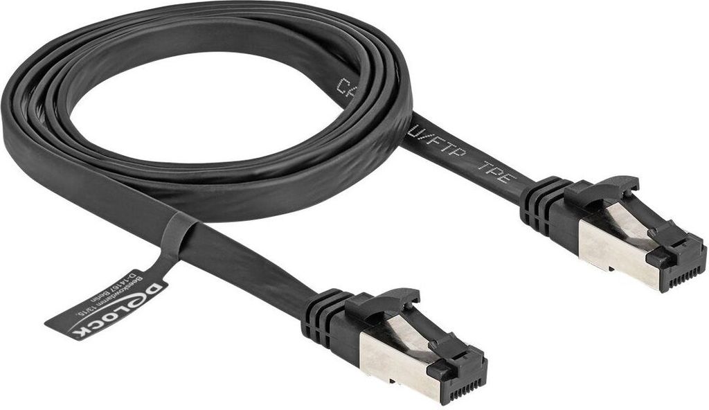 DELOCK RJ45 Flachb.Patchkabel SteckerzuStecker Cat.8.1 1m SW