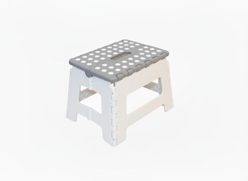 Klapphocker, Klapptritt, Tritthocker Grau/Weiß Faltbar H22cm bis 150KG