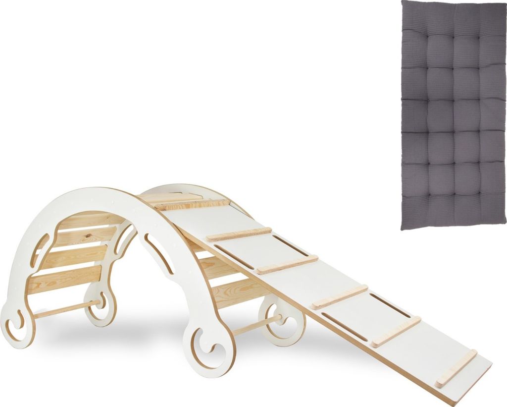 Leo Kletterbogen mit Kissen und Rutsche für Kinder Klettergerüst Indoor MDF