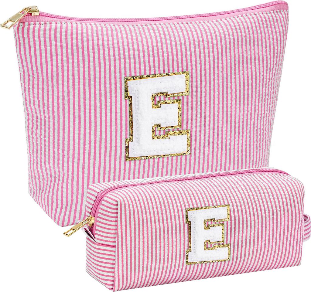 2 Stück Kosmetik-Aufbewahrungstaschen mit Anfangsbuchstaben, Kosmetik-Make-up-Tasche, Reißverschluss, wasserdicht, große Kapazität, Make-up-Org...