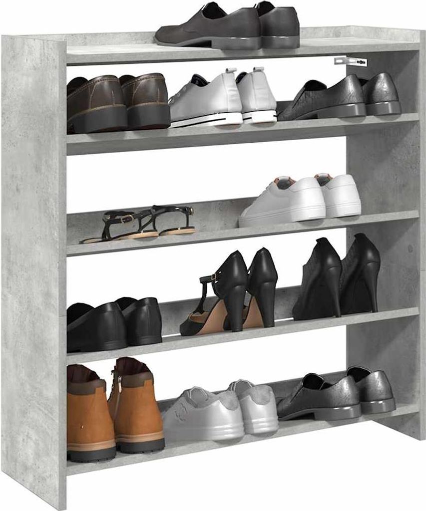 vidaXL Portascarpe grigio cemento 80x25x81 cm Materiale a Immagine del prodotto 