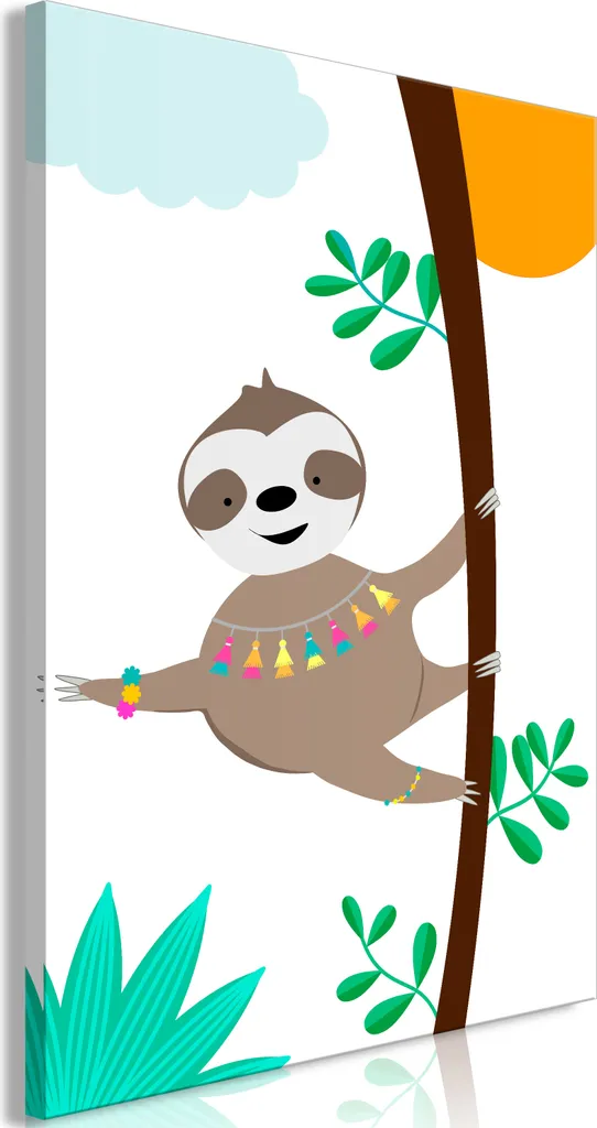 Quadro su tela - Bradipo felice (1 parte) verticale 40x60 cm per bambini g-A-0207-b-a