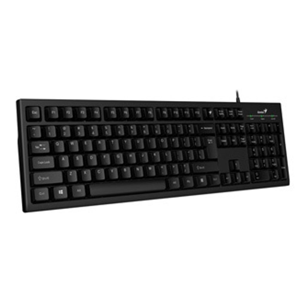 Genius Smart KB-100, US-Tastatur, klassisch, verkabelt (USB), schwarz, Aluminium poliert